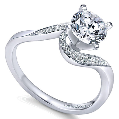 Engagement Ring 14k White Gold Diamond Bypass