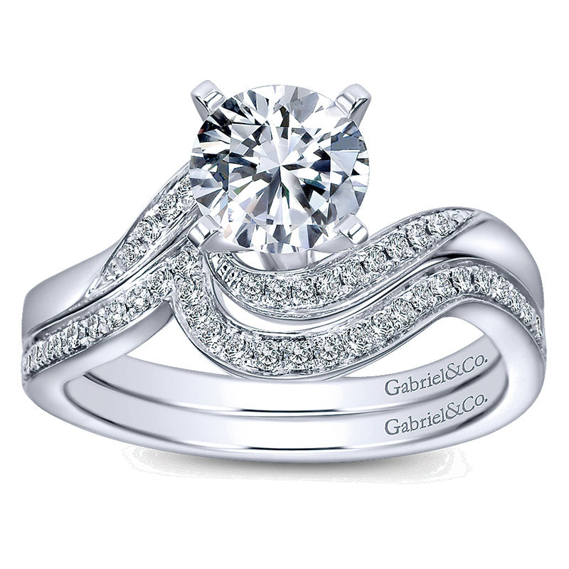Engagement Ring 14k White Gold Diamond Bypass