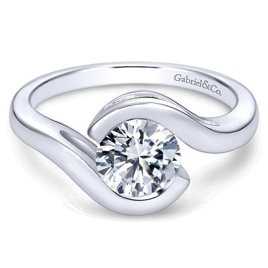 Engagement Ring 14k White Gold Diamond Bypass
