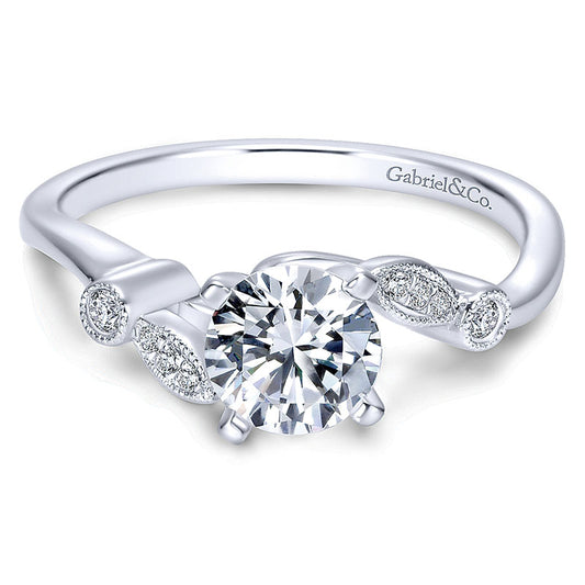 Engagement Ring 14k White Gold Diamond Bypass