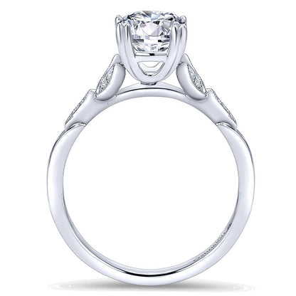 14K White Gold Diamond Cathedral Setting Straight Shank 14K White Gold Engagement Ring ER11721R4W44J