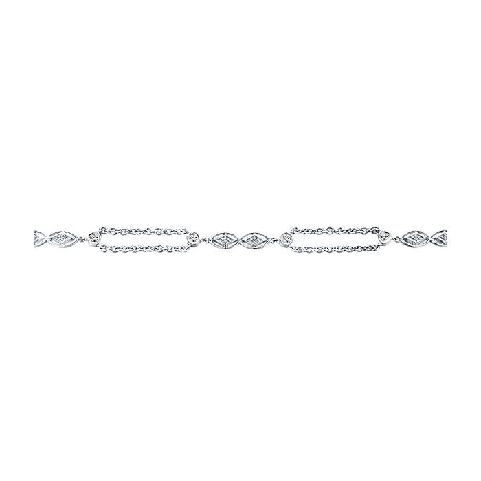 14k White Gold Diamond Chain Bracelet