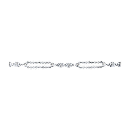14k White Gold Diamond Chain Bracelet
