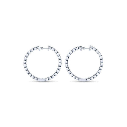 14k White Gold Diamond Classic Hoop Earrings