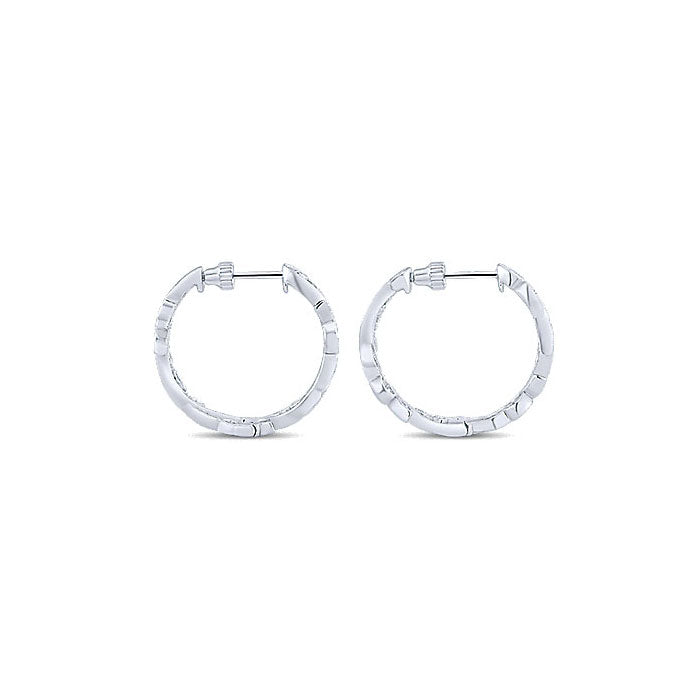 14k White Gold Diamond Classic Hoop Earrings