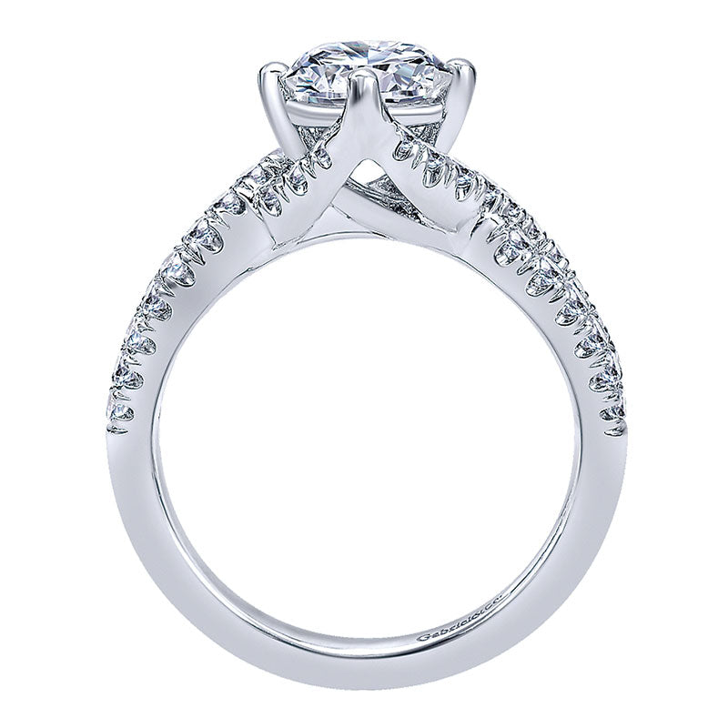 14K White Gold Diamond Criss Cross 14K White Gold Engagement Ring ER10197W44Jj