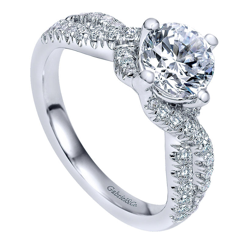 14K White Gold Diamond Criss Cross 14K White Gold Engagement Ring ER10197W44Jj