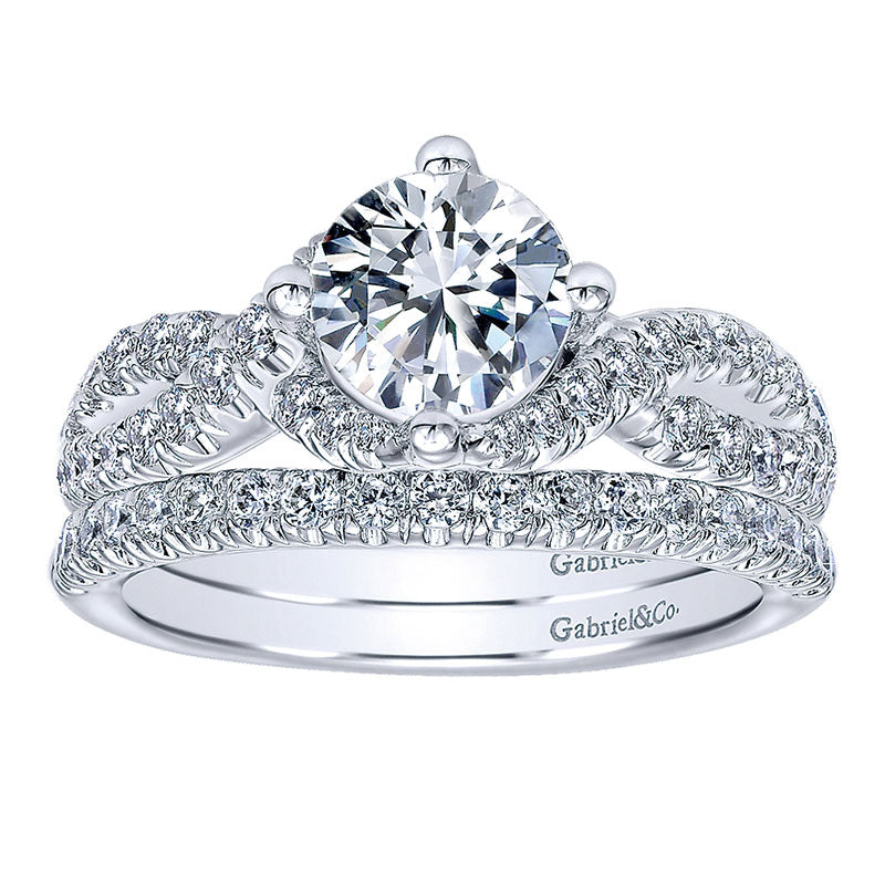 14K White Gold Diamond Criss Cross 14K White Gold Engagement Ring ER10197W44Jj