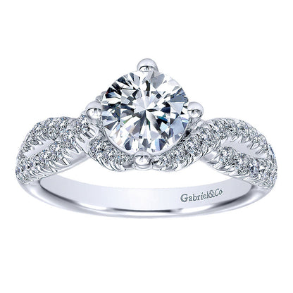 14K White Gold Diamond Criss Cross 14K White Gold Engagement Ring ER10197W44Jj