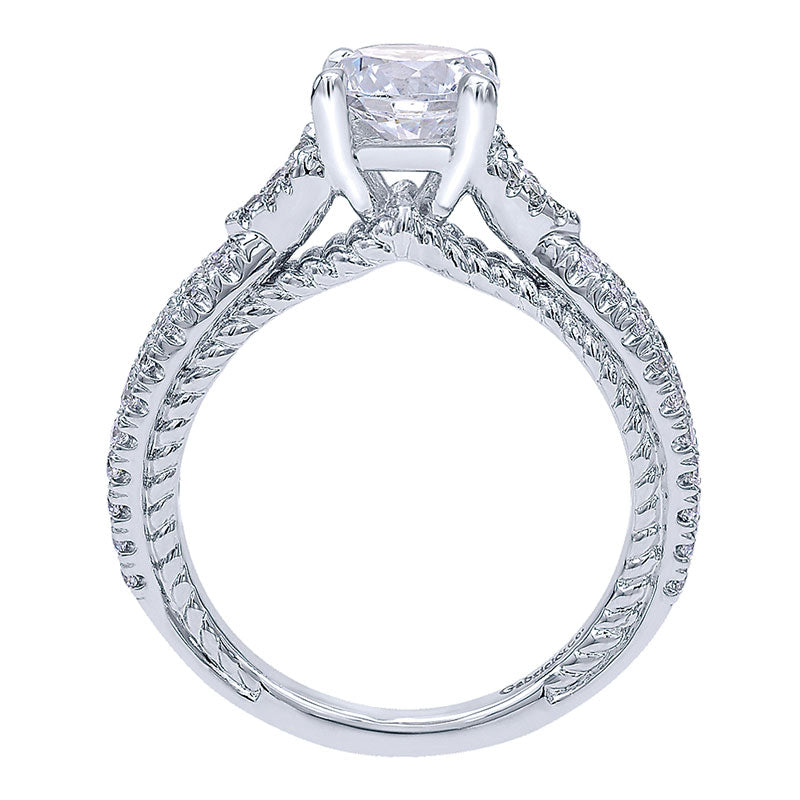 Engagement Ring 14k White Gold Diamond Criss Cross