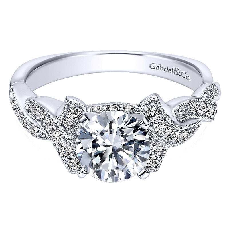 14K White Gold Diamond Criss Cross 14K White Gold Engagement Ring ER10434W44Jj