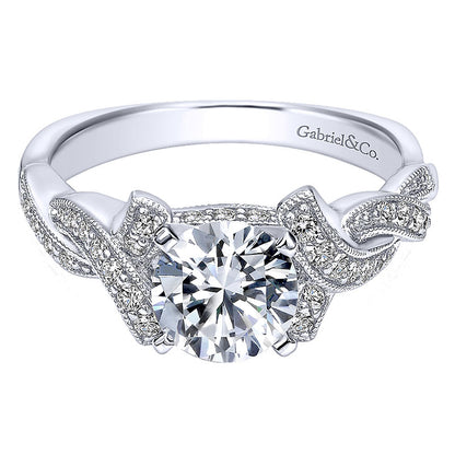 14K White Gold Diamond Criss Cross 14K White Gold Engagement Ring ER10434W44Jj