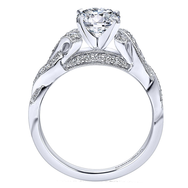 14K White Gold Diamond Criss Cross 14K White Gold Engagement Ring ER10434W44Jj