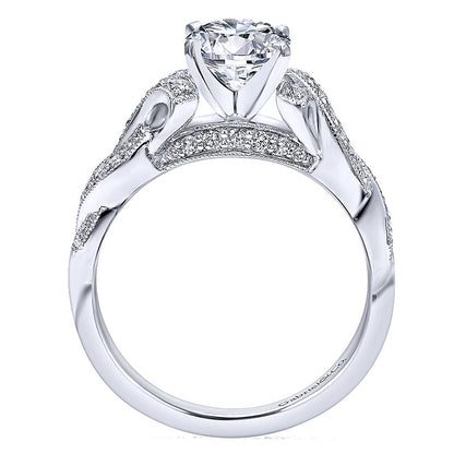 14K White Gold Diamond Criss Cross 14K White Gold Engagement Ring ER10434W44Jj