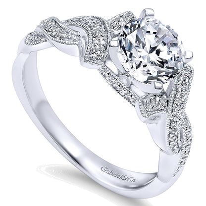 14K White Gold Diamond Criss Cross 14K White Gold Engagement Ring ER10434W44Jj