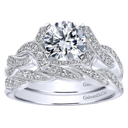14K White Gold Diamond Criss Cross 14K White Gold Engagement Ring ER10434W44Jj