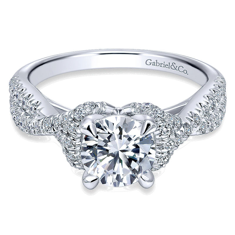 14K White Gold Diamond Criss Cross 14K White Gold Engagement Ring ER10753W44Jj