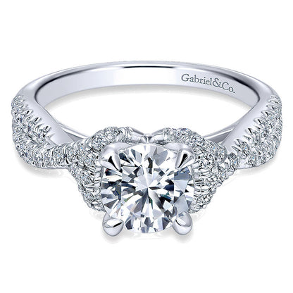 14K White Gold Diamond Criss Cross 14K White Gold Engagement Ring ER10753W44Jj