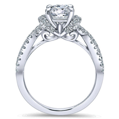 14K White Gold Diamond Criss Cross 14K White Gold Engagement Ring ER10753W44Jj