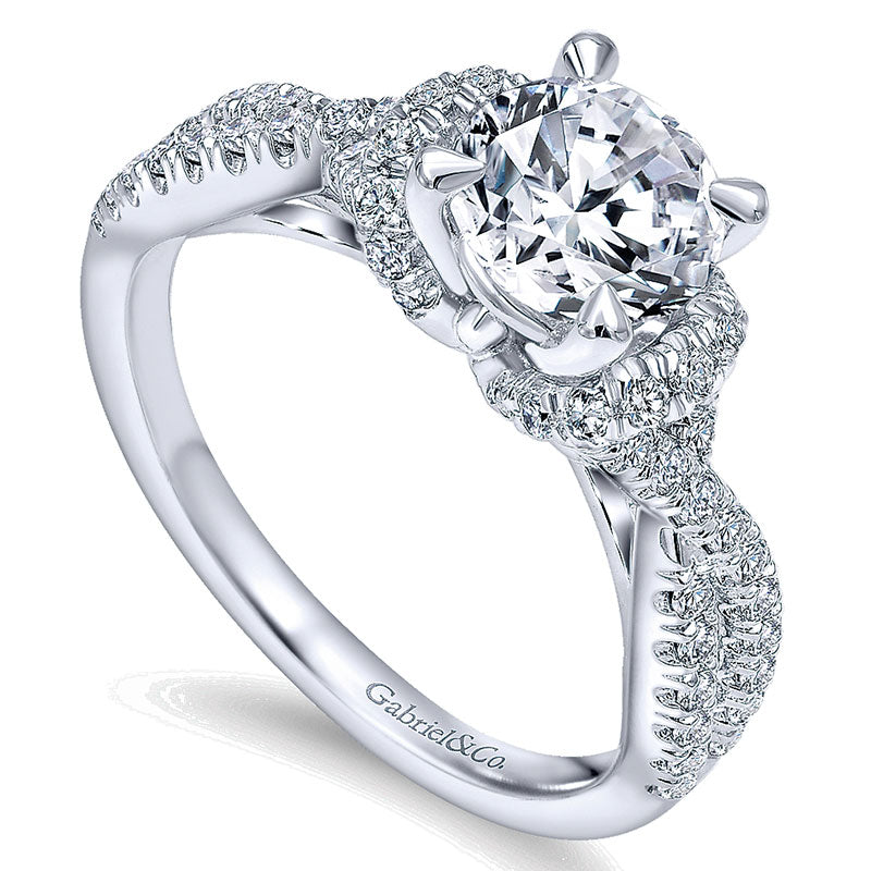 14K White Gold Diamond Criss Cross 14K White Gold Engagement Ring ER10753W44Jj