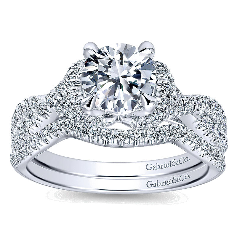 14K White Gold Diamond Criss Cross 14K White Gold Engagement Ring ER10753W44Jj