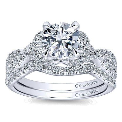 14K White Gold Diamond Criss Cross 14K White Gold Engagement Ring ER10753W44Jj