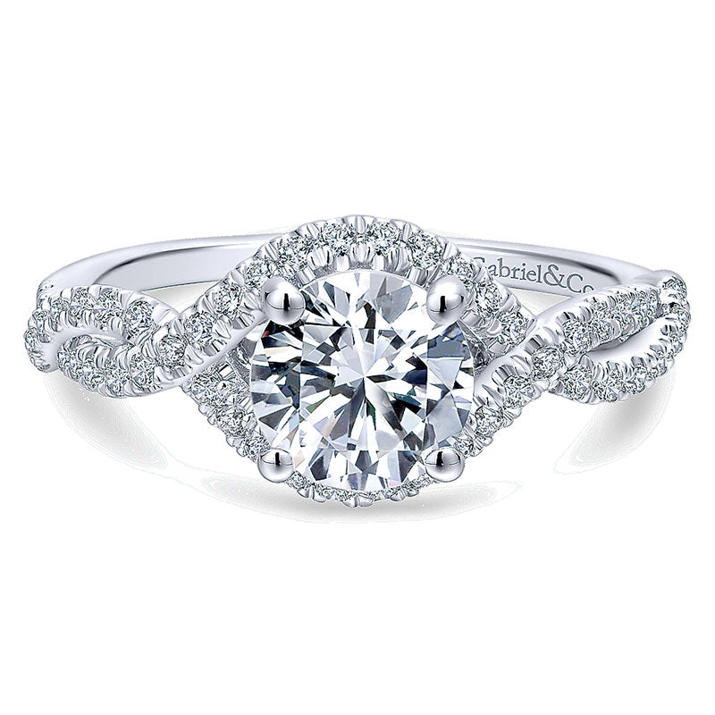 14K White Gold Diamond Criss Cross 14K White Gold Engagement Ring ER12593R4W44Jj