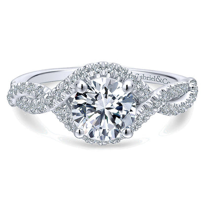 14K White Gold Diamond Criss Cross 14K White Gold Engagement Ring ER12593R4W44Jj