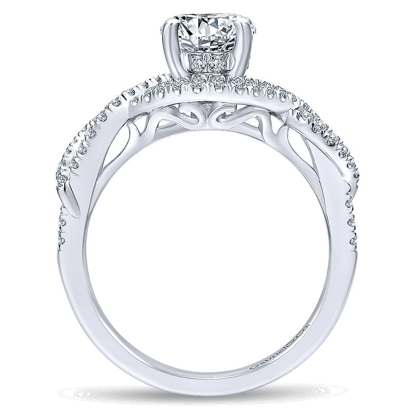 14K White Gold Diamond Criss Cross 14K White Gold Engagement Ring ER12593R4W44Jj