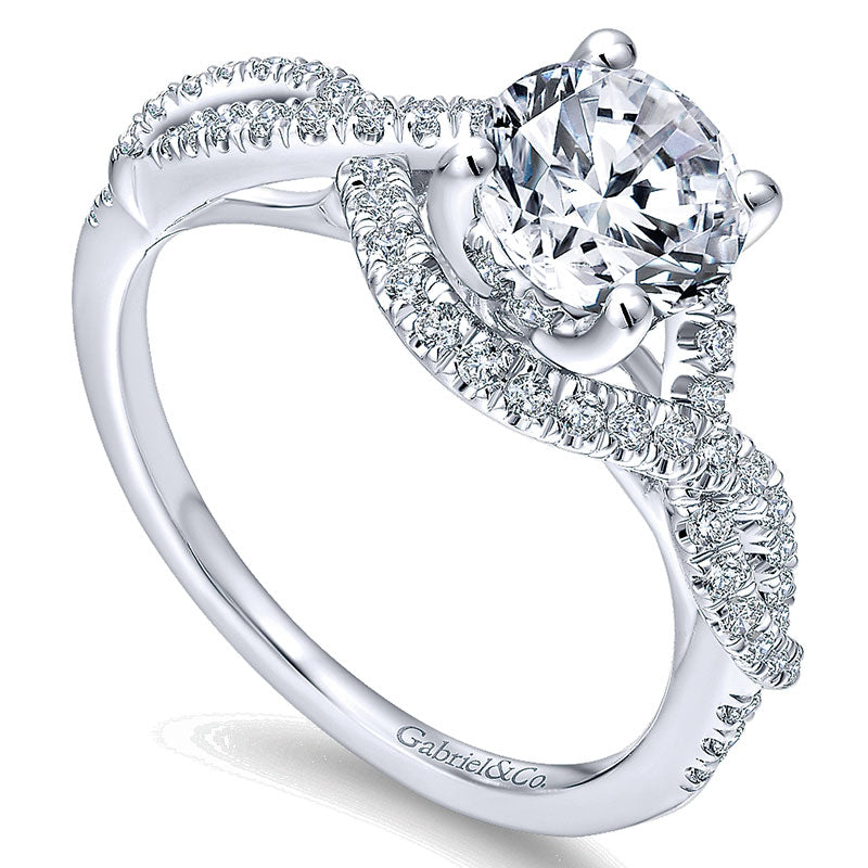 14K White Gold Diamond Criss Cross 14K White Gold Engagement Ring ER12593R4W44Jj