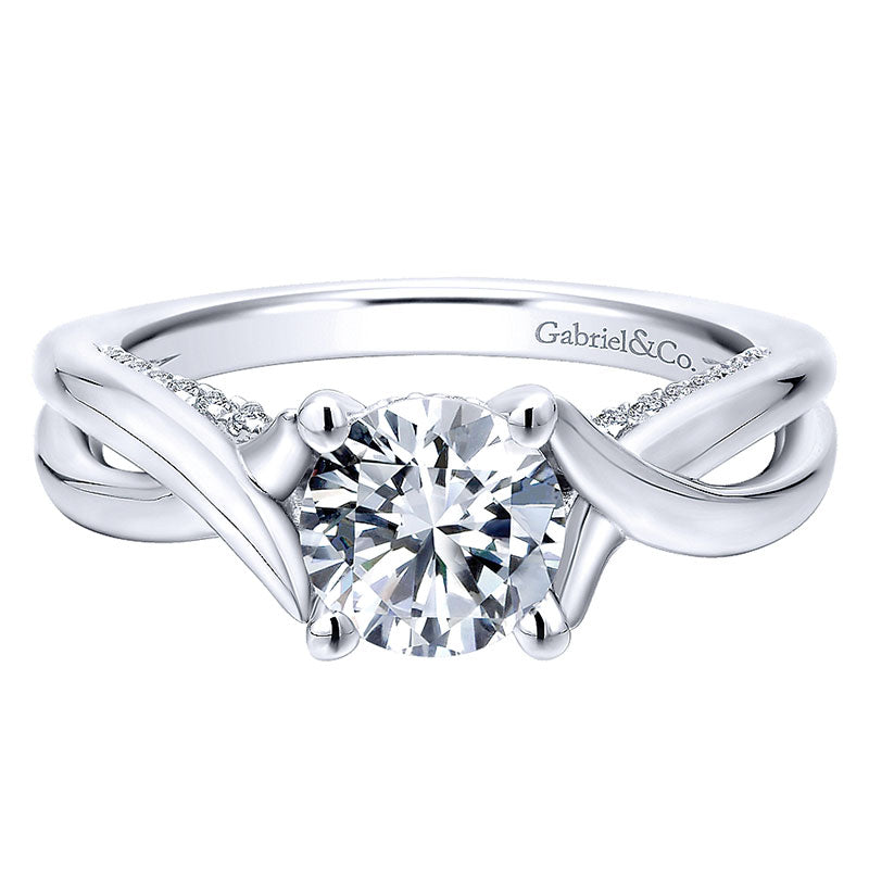 14K White Gold Diamond Criss Cross 14K White Gold Engagement Ring ER12604R4W44Jj