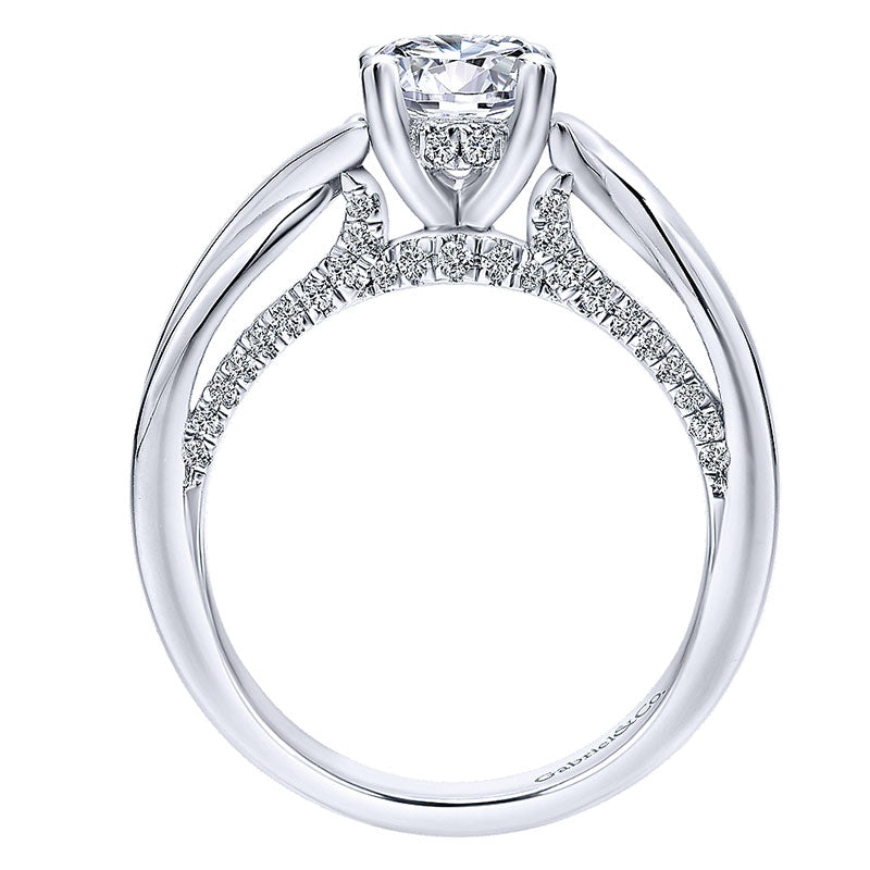 14K White Gold Diamond Criss Cross 14K White Gold Engagement Ring ER12604R4W44Jj