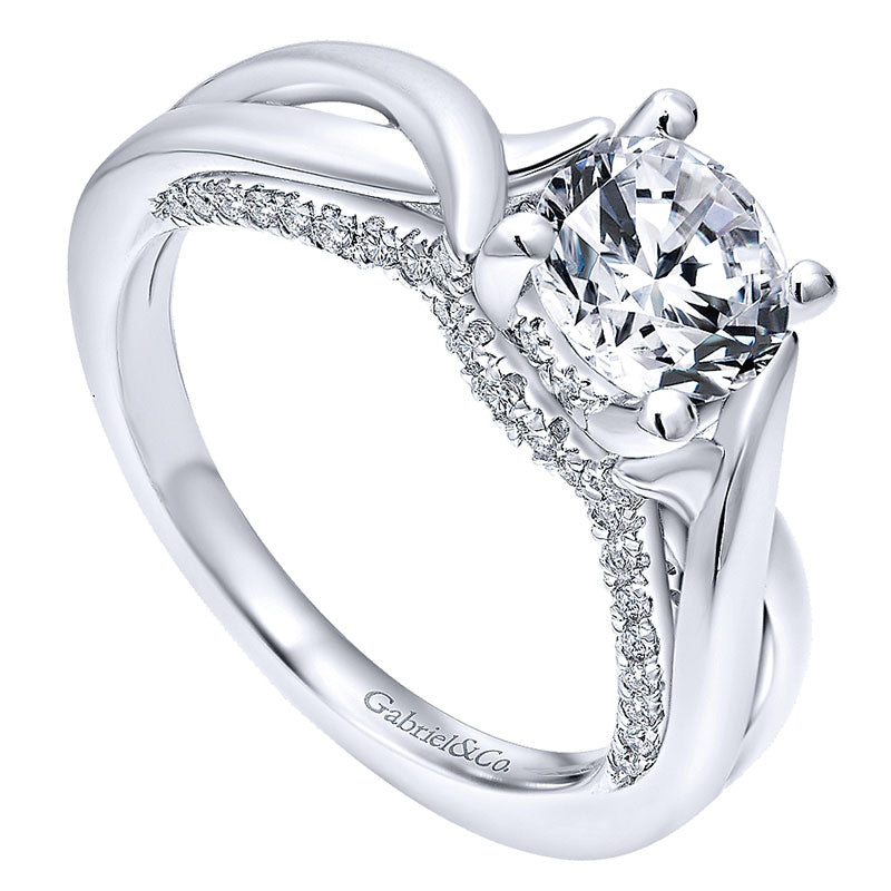 14K White Gold Diamond Criss Cross 14K White Gold Engagement Ring ER12604R4W44Jj