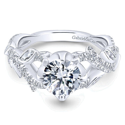 14K White Gold Diamond Criss Cross 14K White Gold Engagement Ring ER12888R4W44Jj
