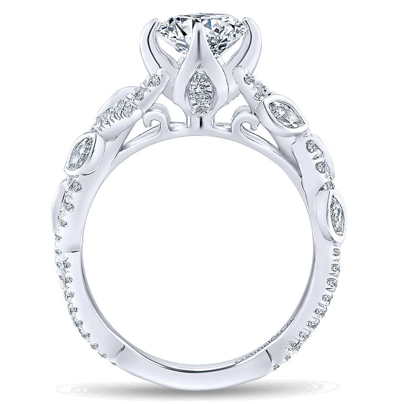 14K White Gold Diamond Criss Cross 14K White Gold Engagement Ring ER12888R4W44Jj