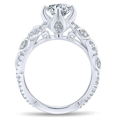 14K White Gold Diamond Criss Cross 14K White Gold Engagement Ring ER12888R4W44Jj