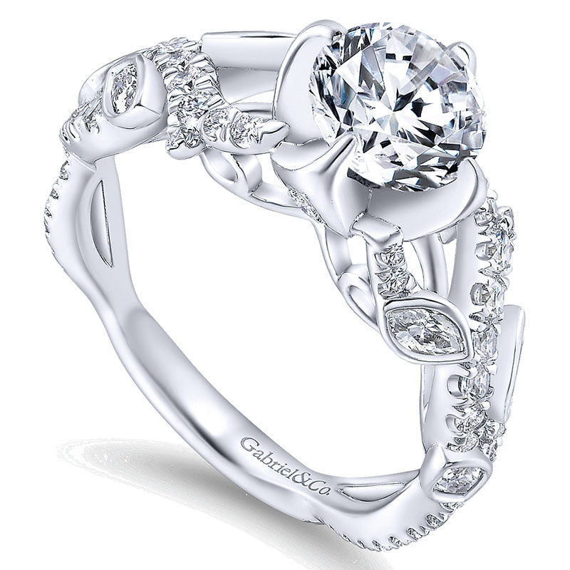 14K White Gold Diamond Criss Cross 14K White Gold Engagement Ring ER12888R4W44Jj