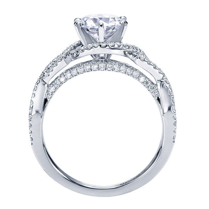 Engagement Ring 14k White Gold Diamond Criss Cross
