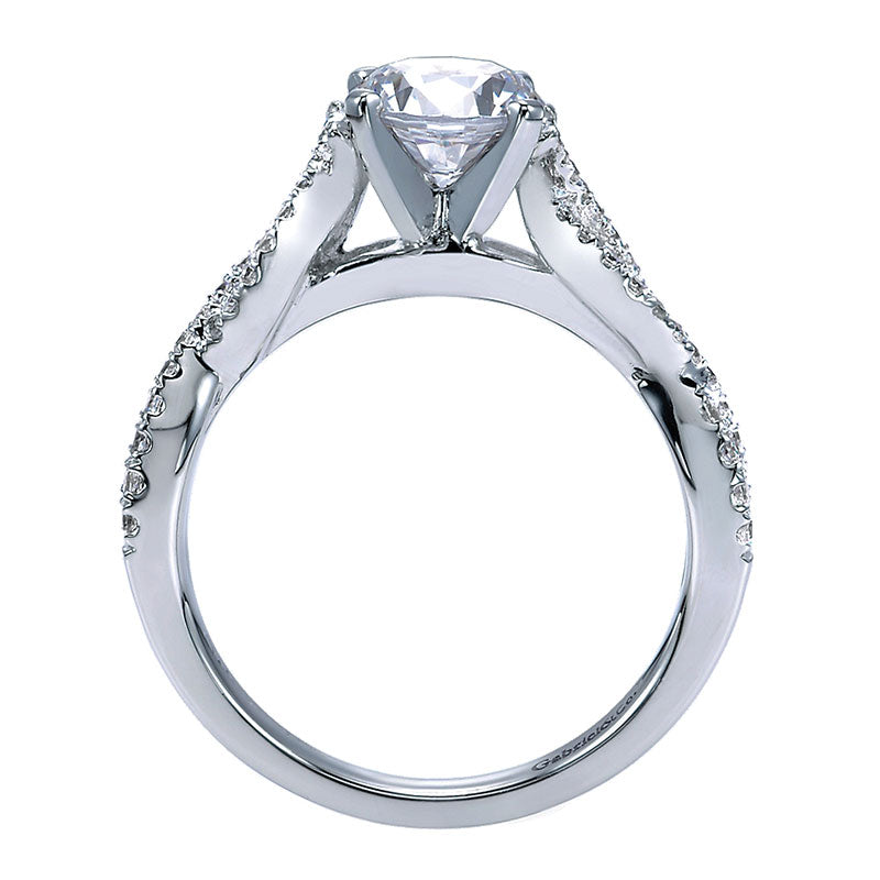 Engagement Ring 14k White Gold Diamond Criss Cross
