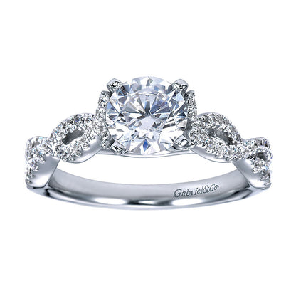 Engagement Ring 14k White Gold Diamond Criss Cross