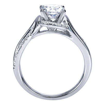 Engagement Ring 14k White Gold Diamond Criss Cross