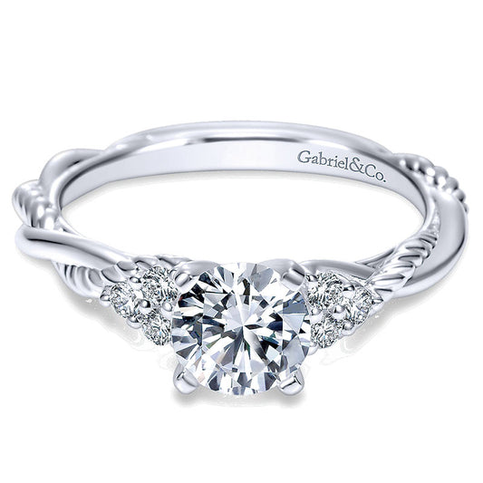 14K White Gold Diamond Criss Cross Riata 14K White Gold Engagement Ring ER8817W44Jj