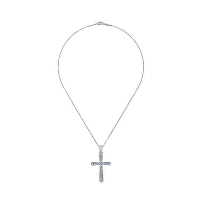 14k White Gold Diamond Cross Necklace