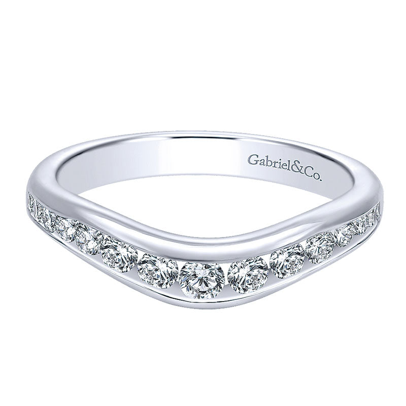 Anniversary Band 14k White Gold Diamond Curved