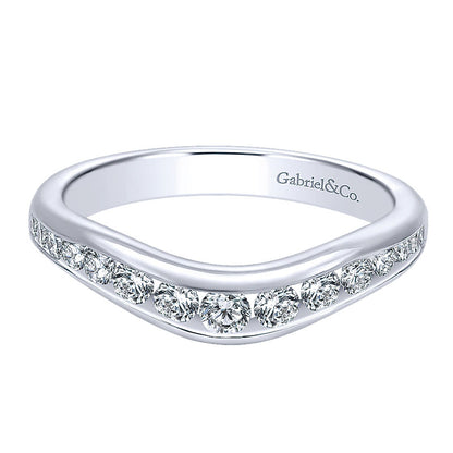 Anniversary Band 14k White Gold Diamond Curved