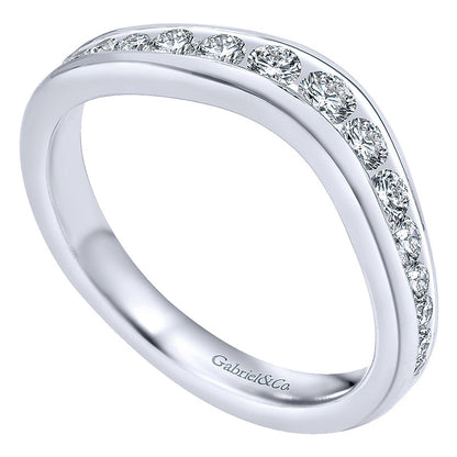 Anniversary Band 14k White Gold Diamond Curved