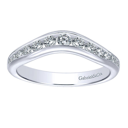 Anniversary Band 14k White Gold Diamond Curved