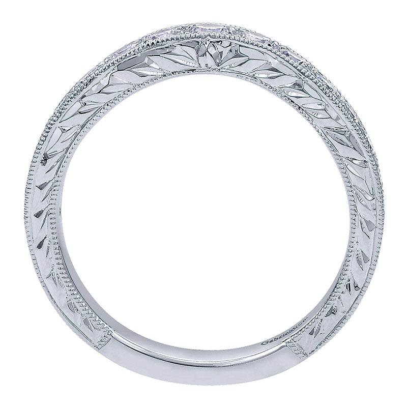 Anniversary Band 14k White Gold Diamond Curved
