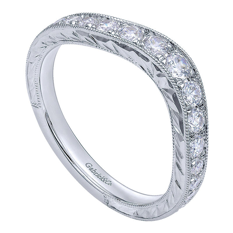 Anniversary Band 14k White Gold Diamond Curved