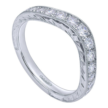 Anniversary Band 14k White Gold Diamond Curved